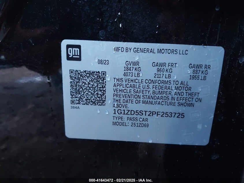 2023 CHEVROLET MALIBU VIN: 1G1ZD5ST2PF253725
