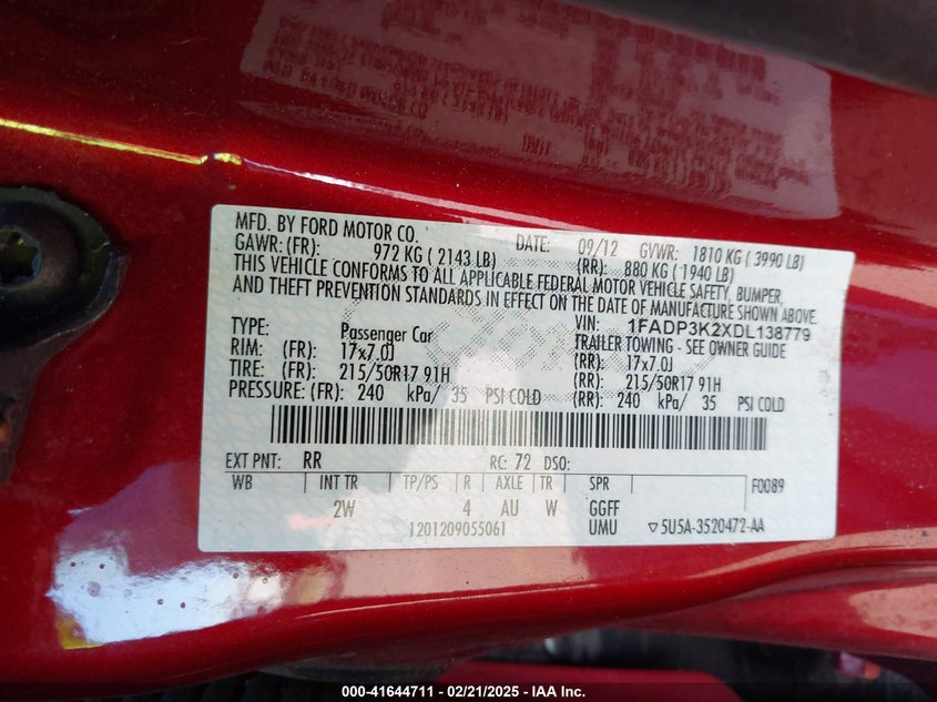 2013 FORD FOCUS SE - 1FADP3K2XDL138779