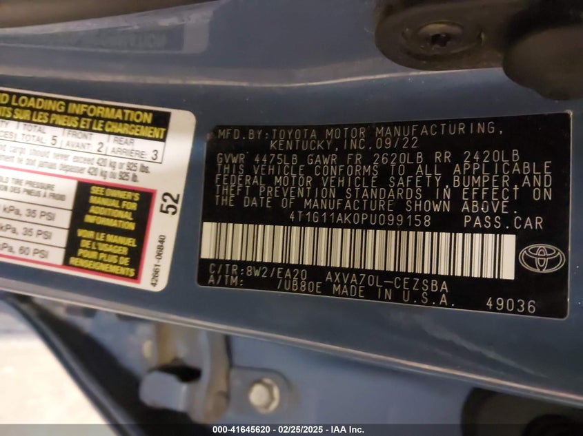 2023 TOYOTA CAMRY SE - 4T1G11AK0PU099158