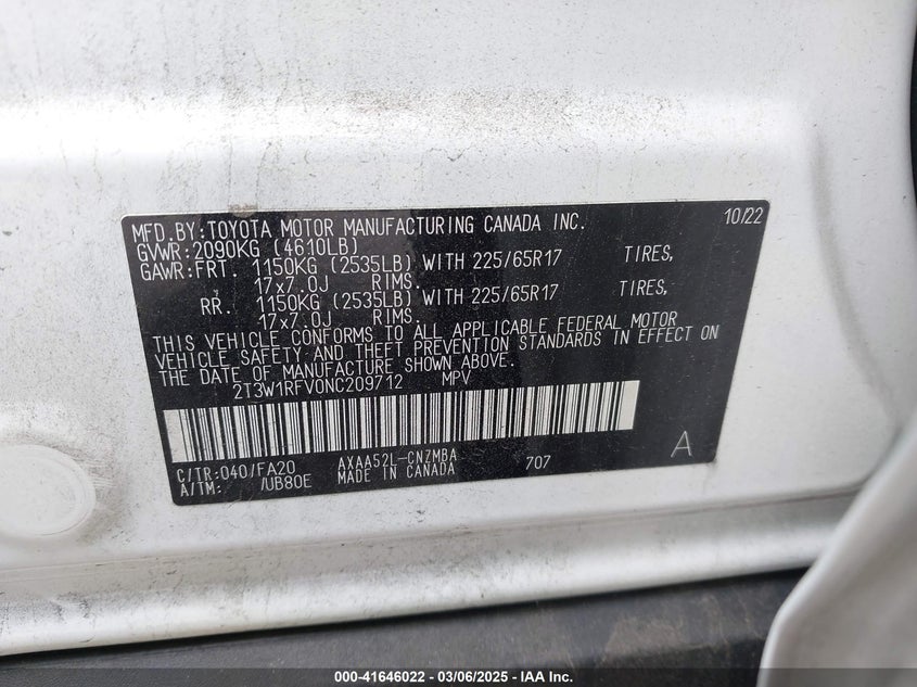 2022 TOYOTA RAV4 XLE - 2T3W1RFV0NC209712