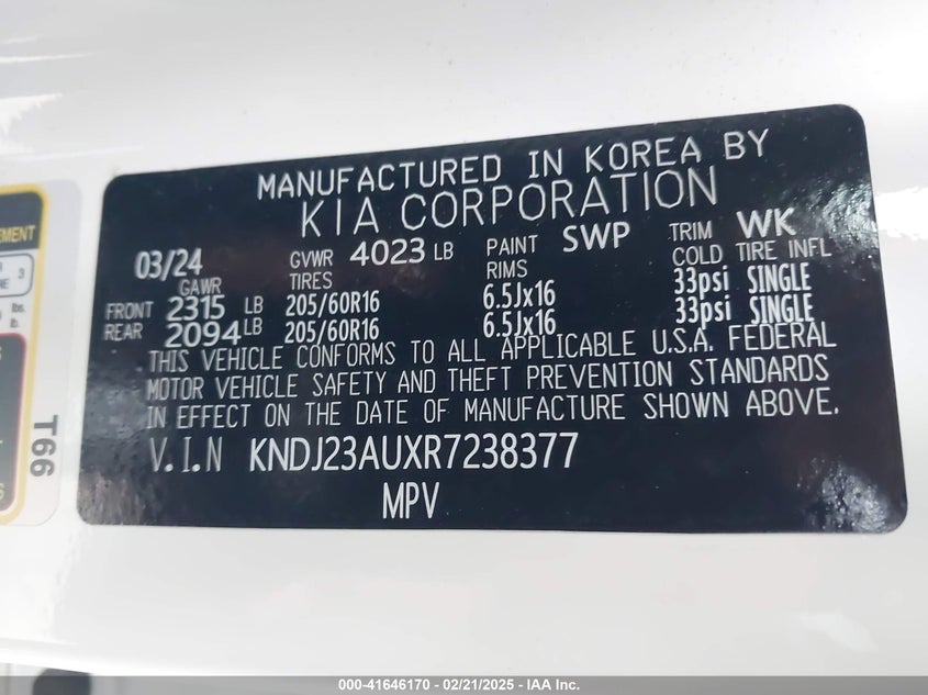 2024 KIA SOUL VIN: KNDJ23AUXR7238377