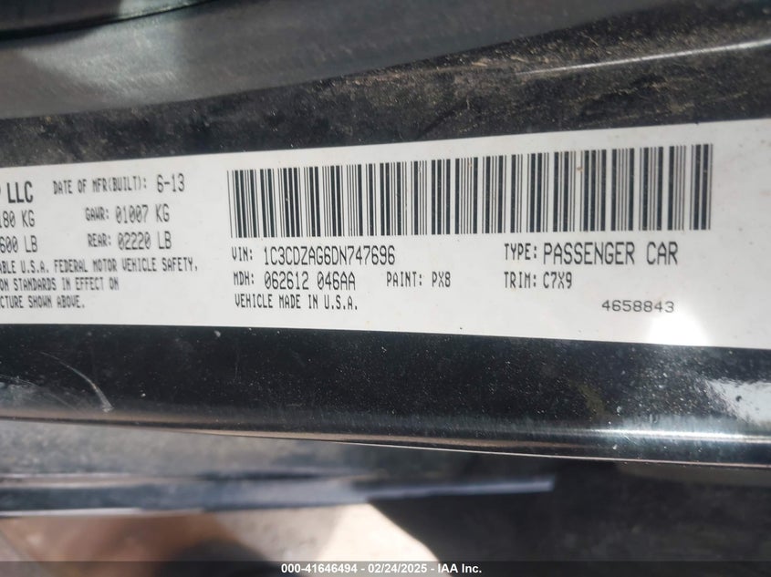 2013 DODGE AVENGER SE V6 - 1C3CDZAG6DN747696