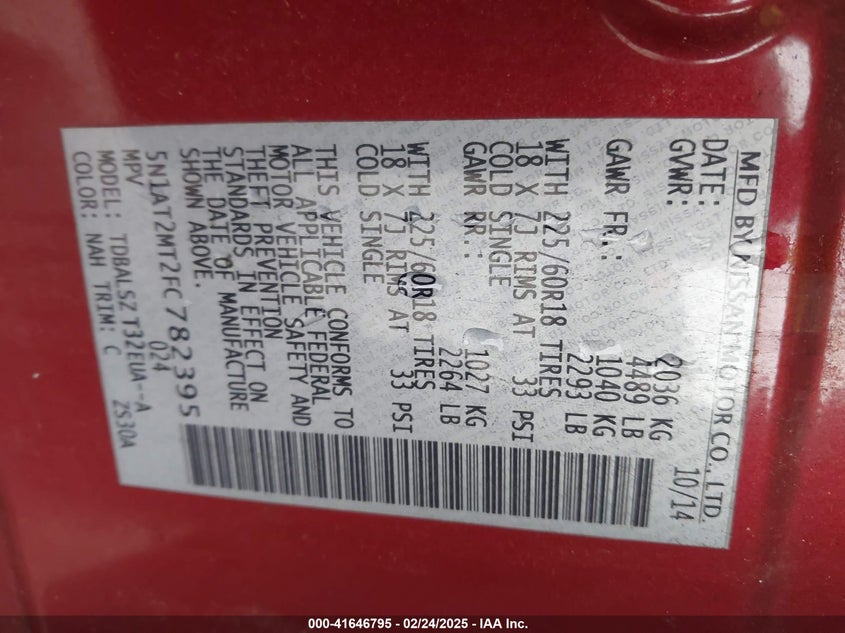 2015 NISSAN ROGUE SL - 5N1AT2MT2FC782395