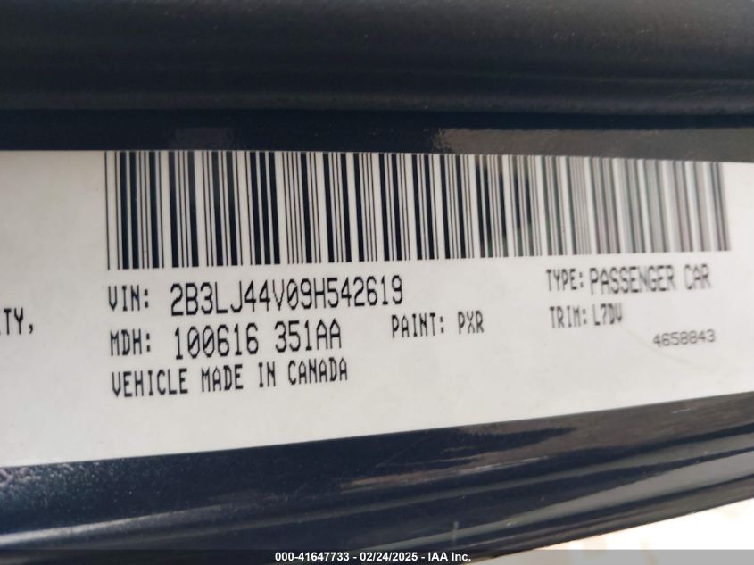 2009 Dodge Challenger Se VIN: 2B3LJ44V09H542619 Lot: 41647733