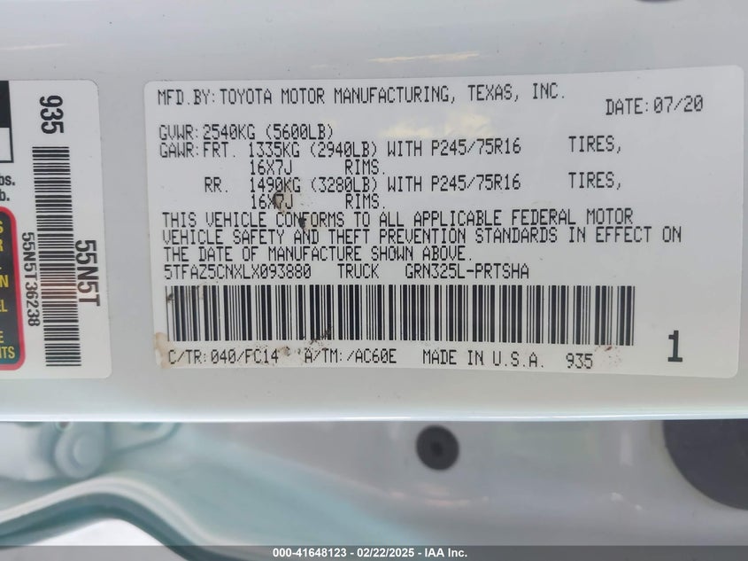 2020 TOYOTA TACOMA SR5 V6 - 5TFAZ5CNXLX093880