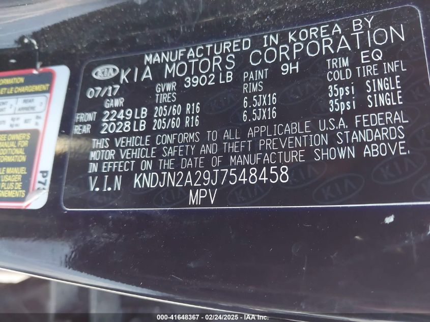 2018 Kia Soul VIN: KNDJN2A29J7548458 Lot: 41648367