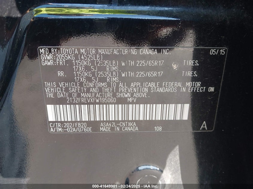 2015 TOYOTA RAV4 LE - 2T3ZFREVXFW195060