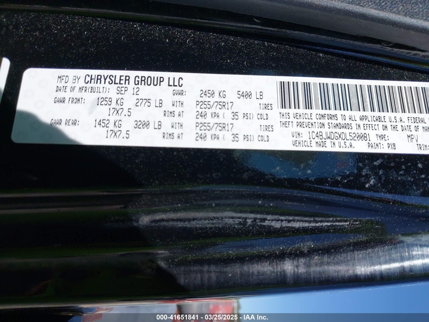 2013 Jeep Wrangler Unlimited Sport VIN: 1C4BJWDGXDL520081 Lot: 41651841