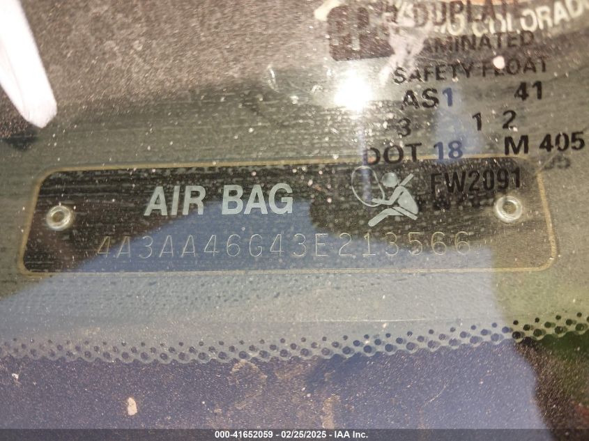 2003 Mitsubishi Galant Es/Ls VIN: 4A3AA46G43E213566 Lot: 41652059
