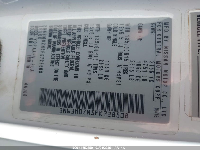 2015 CHEVROLET CITY EXPRESS 1LT - 3N63M0ZN5FK728508