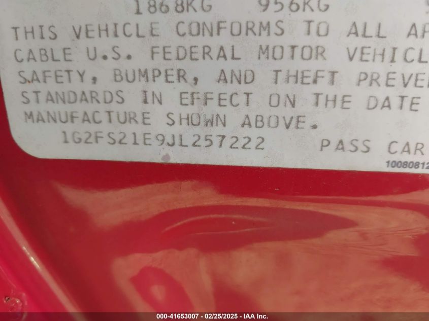 1988 Pontiac Firebird VIN: 1G2FS21E9JL257222 Lot: 41653007