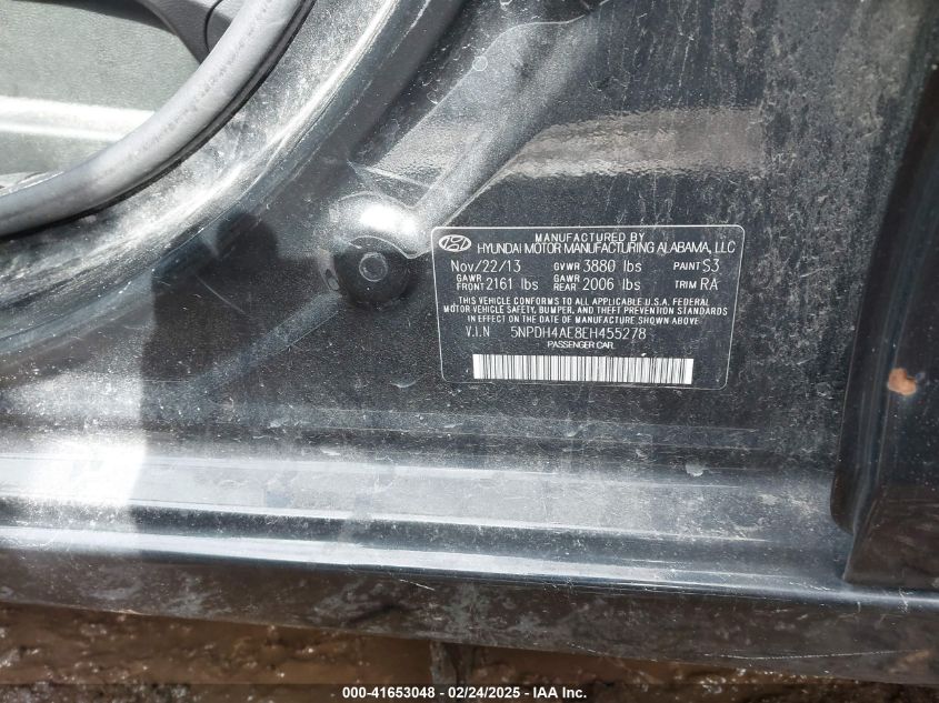 2014 Hyundai Elantra Se VIN: 5NPDH4AE8EH455278 Lot: 41653048