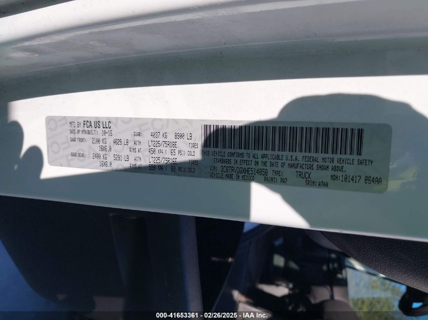2017 Ram Promaster 2500 High Roof 159 Wb VIN: 3C6TRVDGXHE514858 Lot: 41653361