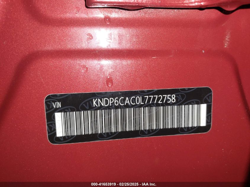 2020 Kia Sportage S VIN: KNDP6CAC0L7772758 Lot: 41653919