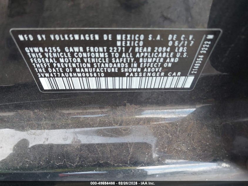 2017 Volkswagen Golf Gti Autobahn 4-Door/S 4-Door/Se 4-Door/Sport 4-Door VIN: 3VW4T7AU8HM065610 Lot: 41654468