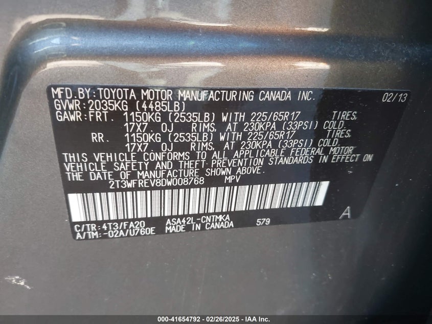 2013 TOYOTA RAV4 XLE - 2T3WFREV8DW008768