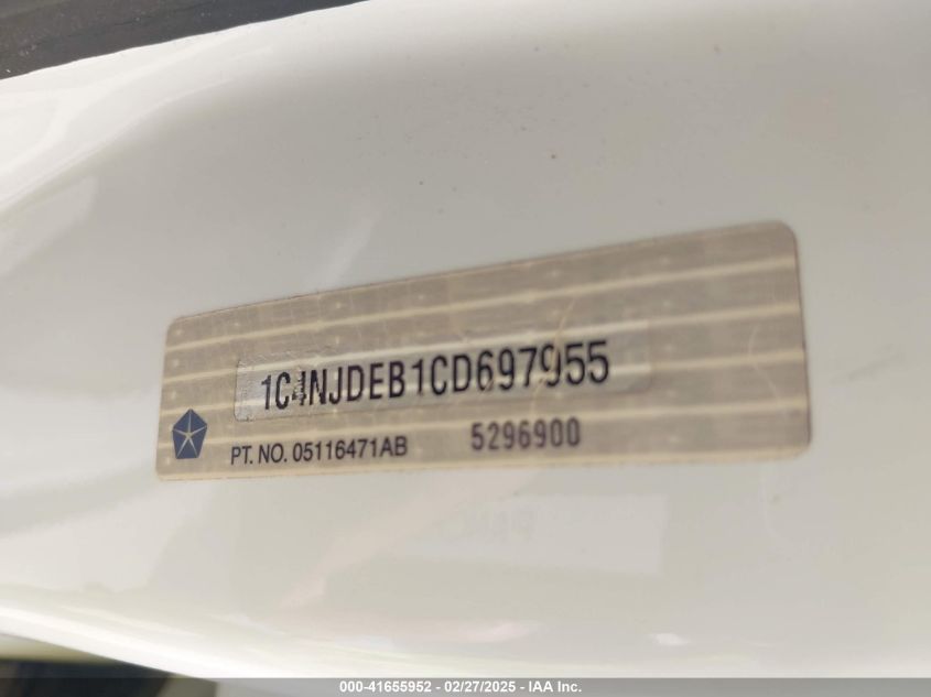 2012 Jeep Compass VIN: 1C4NJBED1DB697955 Lot: 41655952