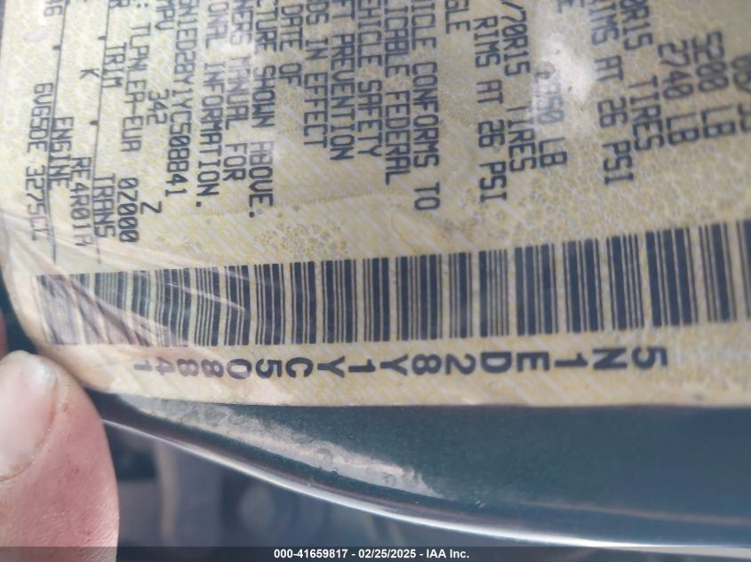 2000 Nissan Xterra Se/Xe VIN: 5N1ED28Y1YC550884 Lot: 41659817