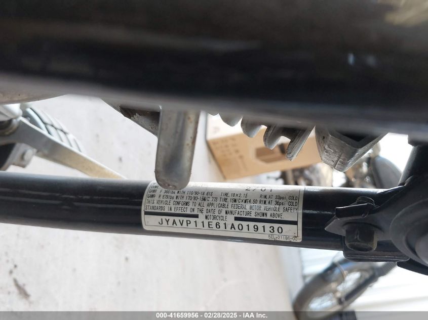 2001 Yamaha Xvs1100 VIN: JYAVP11E61A019130 Lot: 41659956