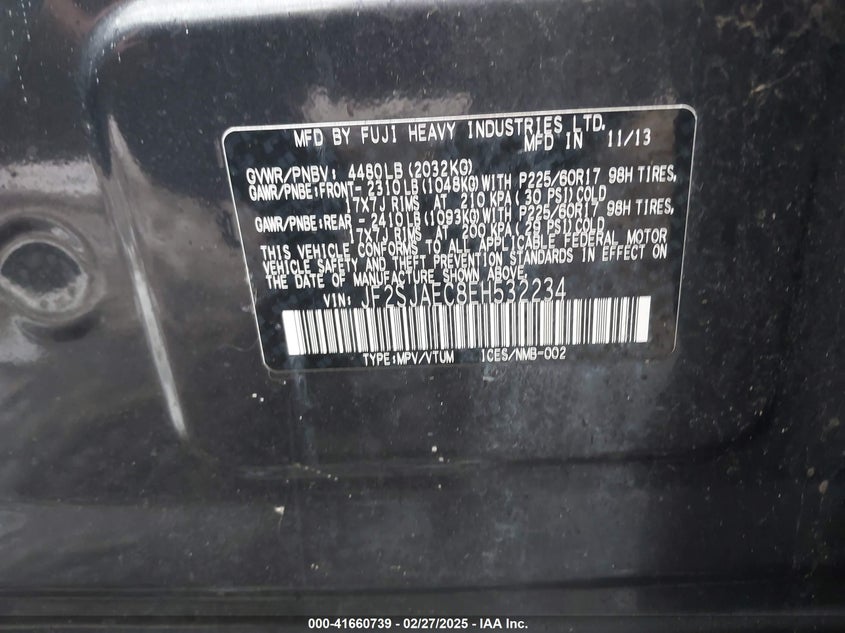 2014 SUBARU FORESTER 2.5I PREMIUM - JF2SJAEC8EH532234