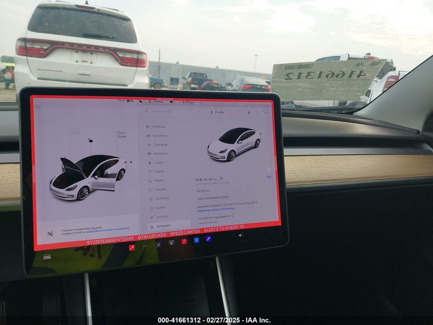 2019 TESLA MODEL 3 VIN: 5YJ3E1EA8KF472540