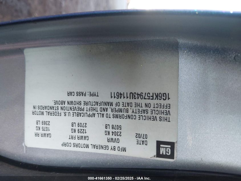 2003 Cadillac Deville Dts VIN: 1G6KF57943U114611 Lot: 41661350