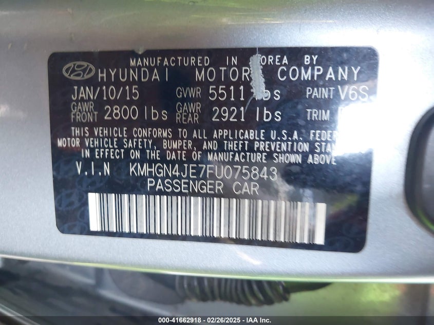 2015 HYUNDAI GENESIS 3.8 - KMHGN4JE7FU075843