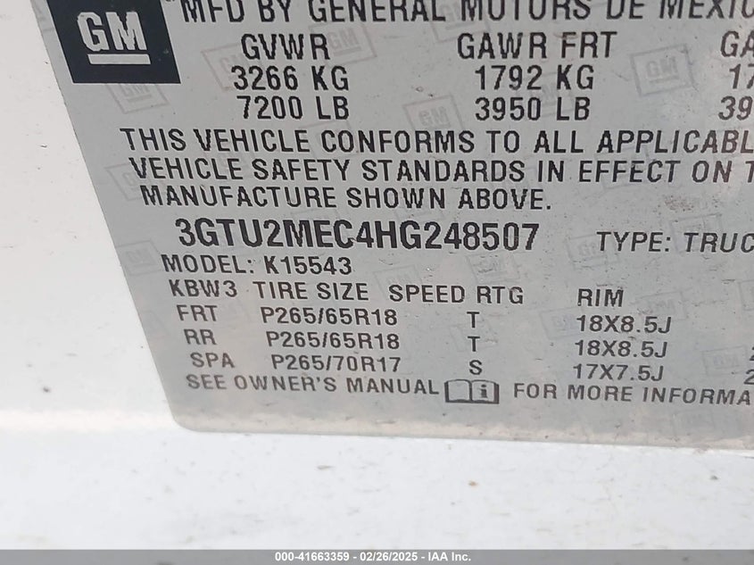 2017 GMC SIERRA 1500 SLE - 3GTU2MEC4HG248507