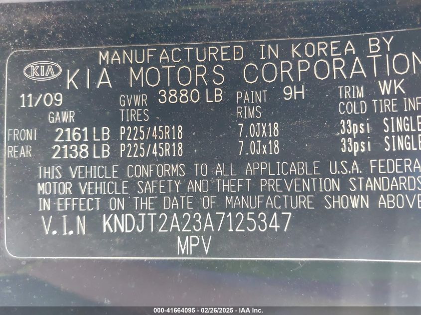 2010 Kia Soul VIN: 4X4TRLY274D081551 Lot: 41664095