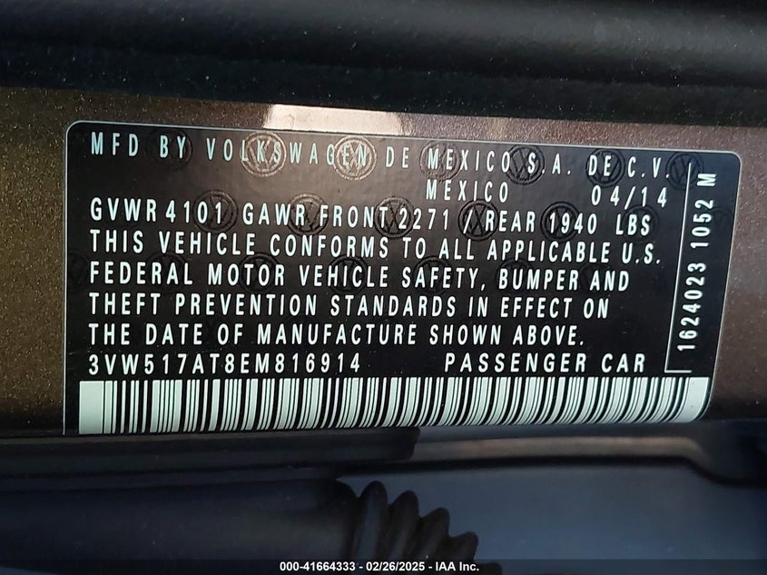 2014 VOLKSWAGEN BEETLE 1.8T - 3VW517AT8EM816914