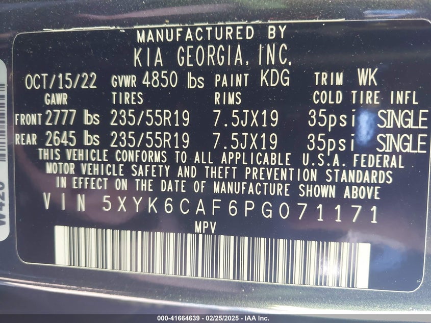 2023 KIA SPORTAGE VIN: 5XYK6CAF6PG071171