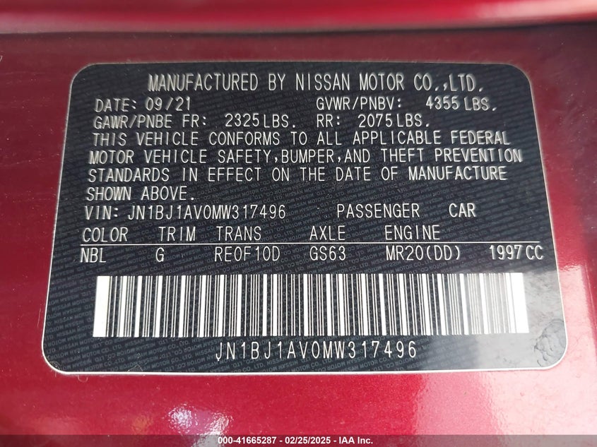 2021 NISSAN ROGUE SPORT S FWD XTRONIC CVT - JN1BJ1AV0MW317496