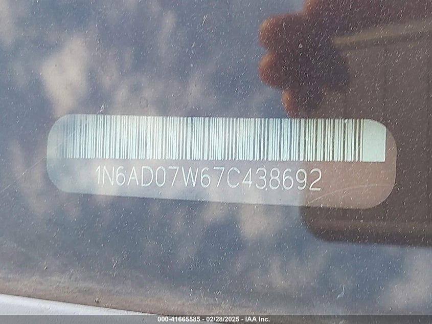 2007 NISSAN FRONTIER VIN: 1N6AD07W67C438692