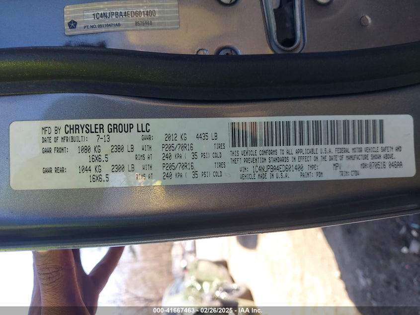 2014 JEEP PATRIOT SPORT - 1C4NJPBA4ED601400