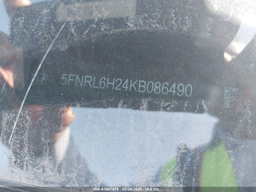 2019 Honda Odyssey Lx VIN: 5FNRL6H24KB086490 Lot: 41667478