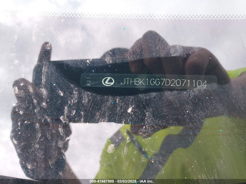 2013 Lexus Es 350 VIN: JTHBK1GG7D2071104 Lot: 41667988