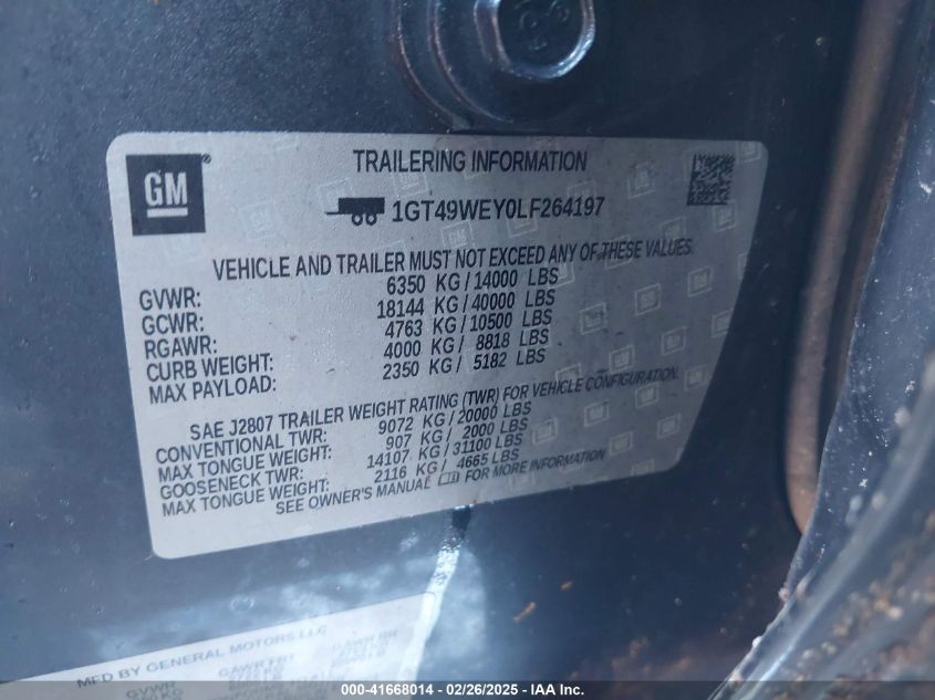 2020 GMC Sierra 3500hd - 1GT49WEY0LF264197
