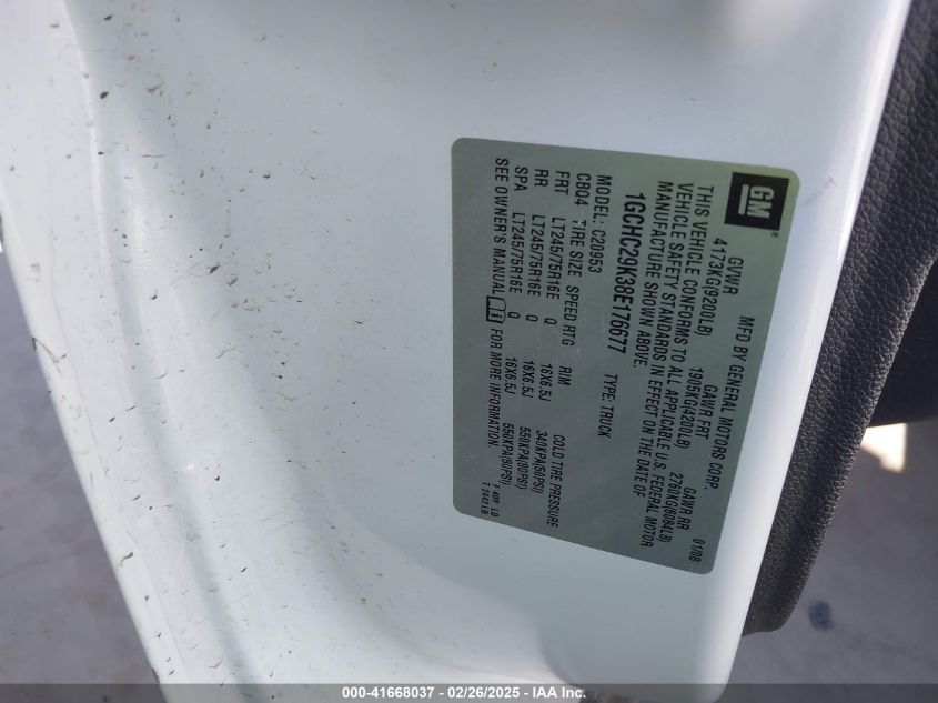 2008 Chevrolet Silverado 2500Hd Lt1 VIN: 1GCHC29K38E176677 Lot: 41668037