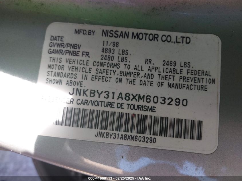 1999 Infiniti Q45 Touring VIN: JNKBY31A8XM603290 Lot: 41668113