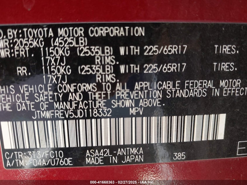 2018 TOYOTA RAV4 ADVENTURE/XLE - JTMWFREV5JD118332