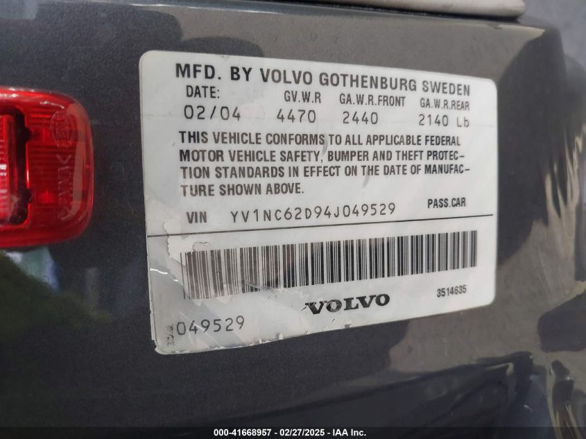 2004 Volvo C70 Ht VIN: YV1NC62D94J049529 Lot: 41668957