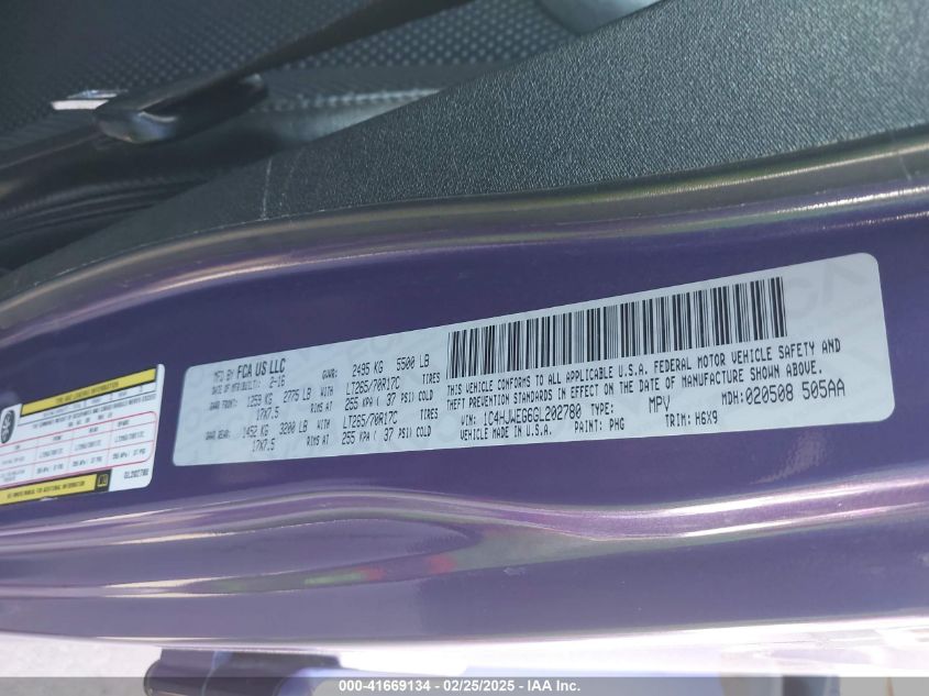 2016 Jeep Wrangler Unlimited Backcountry VIN: 1C4HJWEG6GL202780 Lot: 41669134