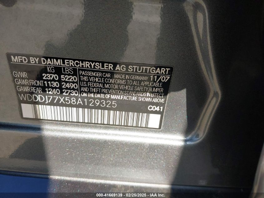2008 Mercedes-Benz Cls 63 Amg VIN: WDDDJ77X58A129325 Lot: 41669139