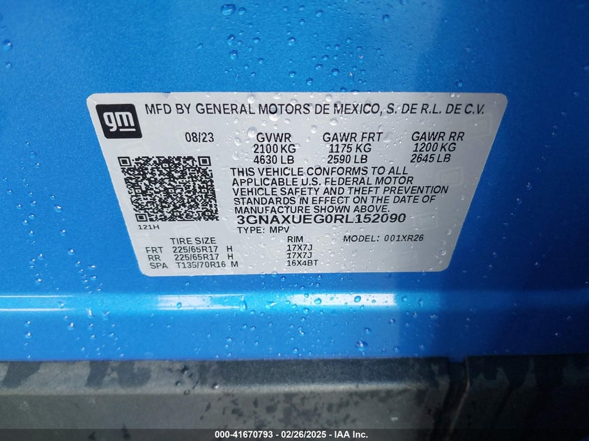 2024 CHEVROLET EQUINOX VIN: 3GNAXUEG0RL152090