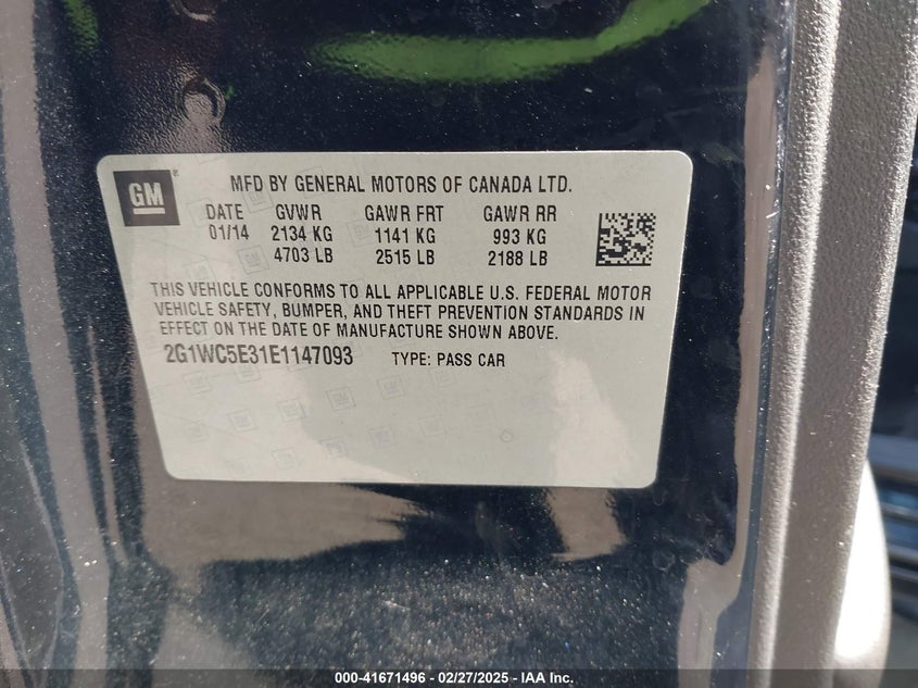 2014 CHEVROLET IMPALA LIMITED LTZ - 2G1WC5E31E1147093