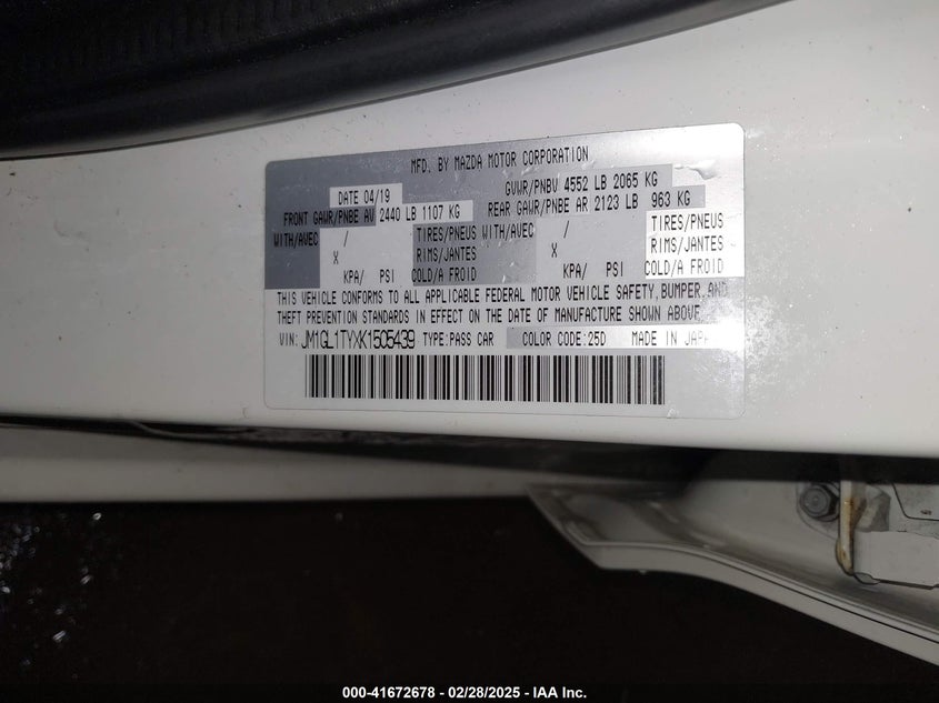 2019 MAZDA MAZDA6 GRAND TOURING - JM1GL1TYXK1505439