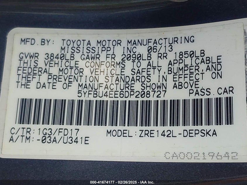 2013 TOYOTA COROLLA S - 5YFBU4EE6DP208727