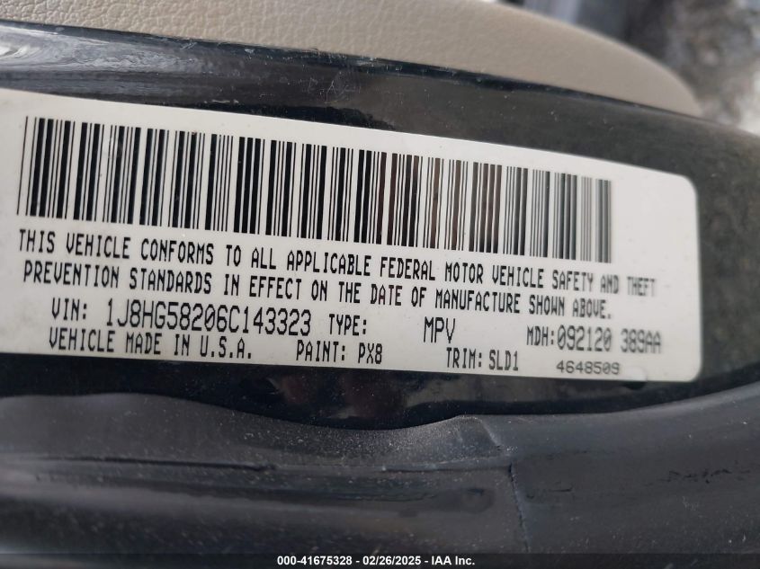 2006 Jeep Commander Limited VIN: 1J8HG58206C143323 Lot: 41675328