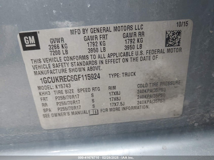 2016 CHEVROLET SILVERADO 1500 1LT - 1GCUKREC6GF115924