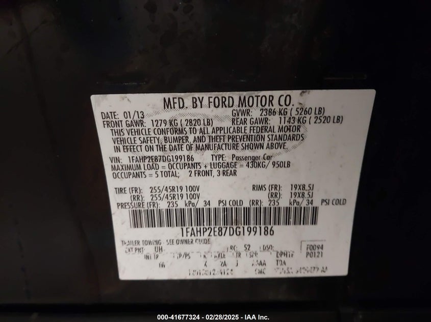 2013 FORD TAURUS SEL - 1FAHP2E87DG199186